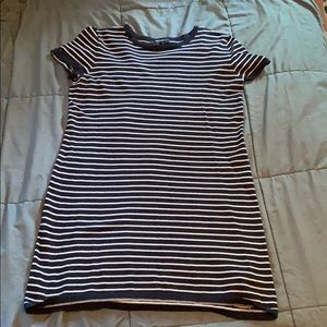 cute white and navy blue striped dress